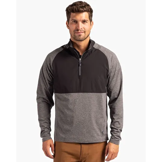 Adapt Recycled Soft Knit Stretch Men's Hybrid Quarter Zip Pullover — view 12