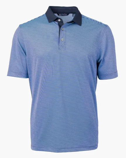 Virtue Recycled Micro Stripe Featherlight Pique Men's Polo — view 12