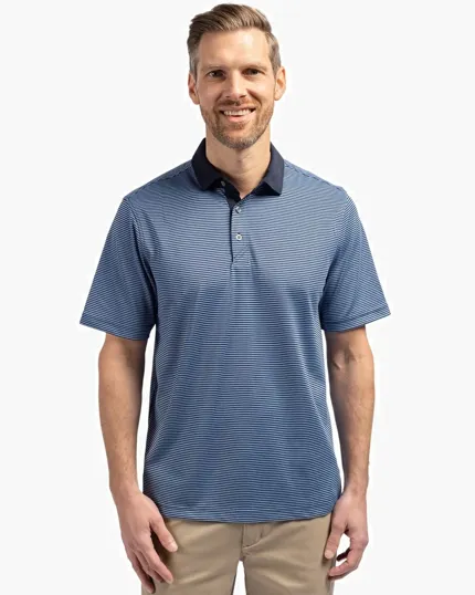 Virtue Recycled Micro Stripe Featherlight Pique Men's Polo