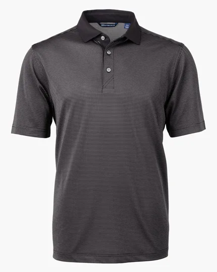 Virtue Recycled Micro Stripe Featherlight Pique Men's Polo — view 13