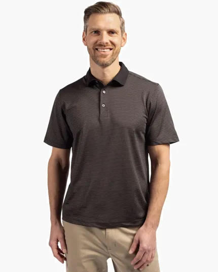 Virtue Recycled Micro Stripe Featherlight Pique Men's Polo — view 2