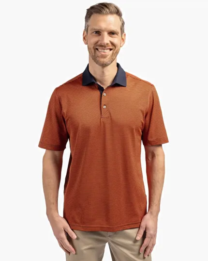 Virtue Recycled Micro Stripe Featherlight Pique Men's Polo — view 3