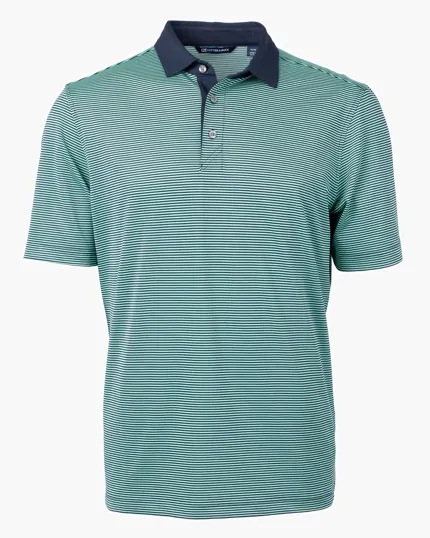 Virtue Recycled Micro Stripe Featherlight Pique Men's Polo — view 15