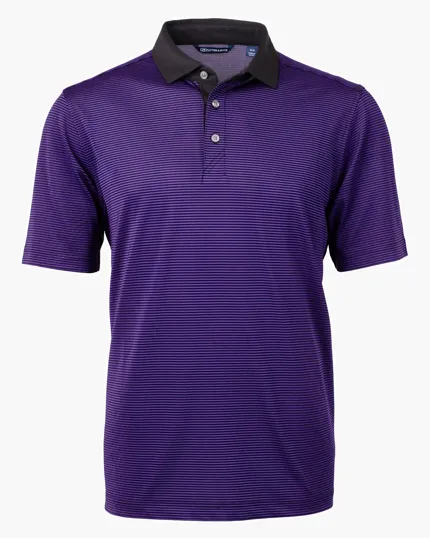 Virtue Recycled Micro Stripe Featherlight Pique Men's Polo — view 16