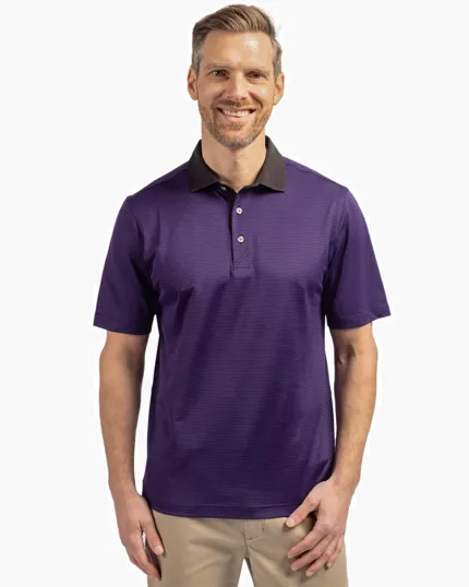 Virtue Recycled Micro Stripe Featherlight Pique Men's Polo — view 5