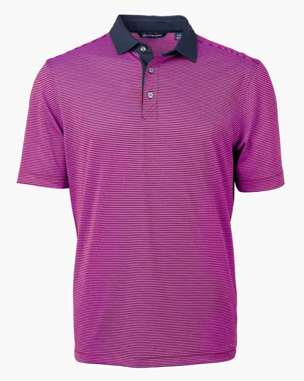 Virtue Recycled Micro Stripe Featherlight Pique Men's Polo — view 17