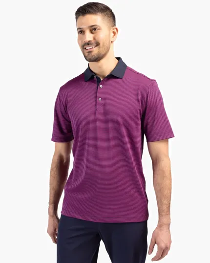 Virtue Recycled Micro Stripe Featherlight Pique Men's Polo — view 6