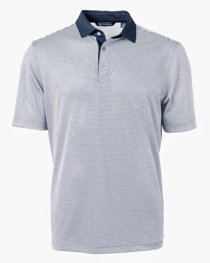 Virtue Recycled Micro Stripe Featherlight Pique Men's Polo — view 18