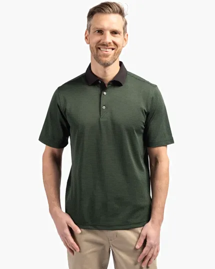 Virtue Recycled Micro Stripe Featherlight Pique Men's Polo — view 8