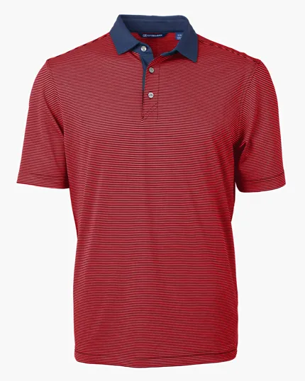 Virtue Recycled Micro Stripe Featherlight Pique Men's Polo — view 22