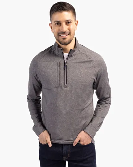 Adapt Recycled Soft Knit Stretch Men's Heathered Quarter Zip Pullover — view 2