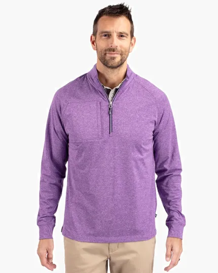 Adapt Recycled Soft Knit Stretch Men's Heathered Quarter Zip Pullover — view 4