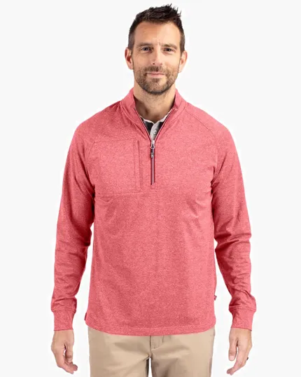 Adapt Recycled Soft Knit Stretch Men's Heathered Quarter Zip Pullover — view 5