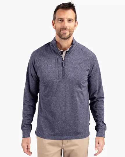 Adapt Recycled Soft Knit Stretch Men's Heathered Quarter Zip Pullover — view 7