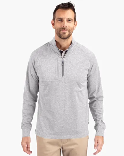 Adapt Recycled Soft Knit Stretch Men's Heathered Quarter Zip Pullover — view 8