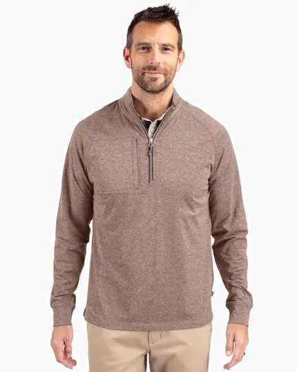 Adapt Recycled Soft Knit Stretch Men's Heathered Quarter Zip Pullover — view 28