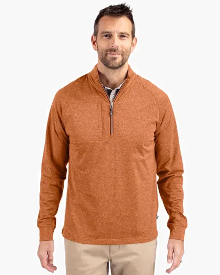 Adapt Recycled Soft Knit Stretch Men's Heathered Quarter Zip Pullover — view 29