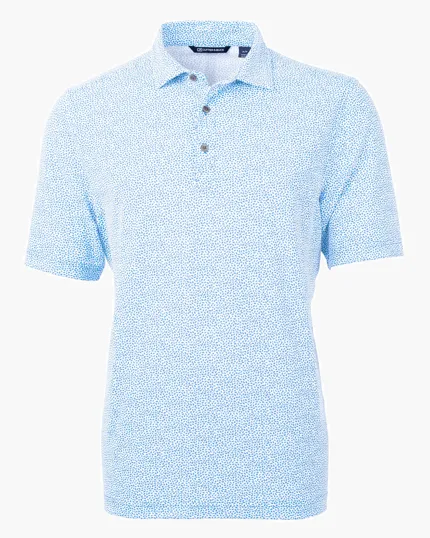 Virtue Recycled Botanical Print Featherlight Pique Men's Polo — view 10
