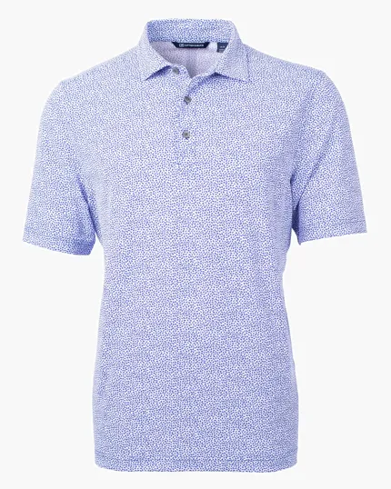 Virtue Recycled Botanical Print Featherlight Pique Men's Polo — view 11