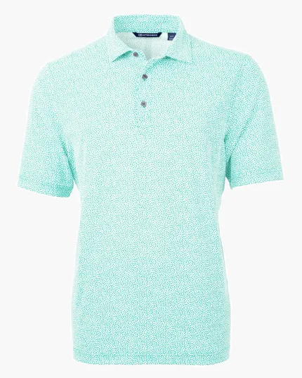Virtue Recycled Botanical Print Featherlight Pique Men's Polo — view 12