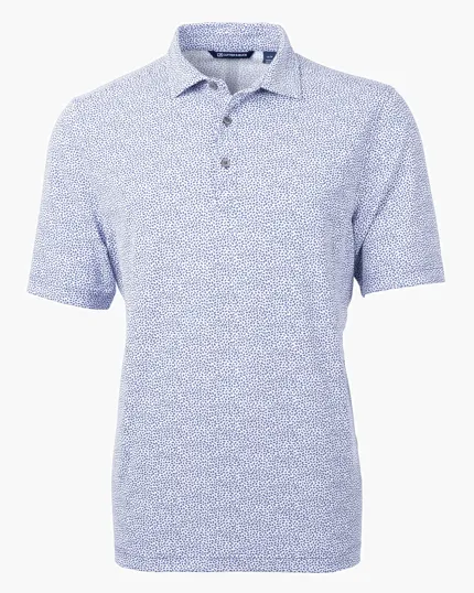 Virtue Recycled Botanical Print Featherlight Pique Men's Polo — view 13