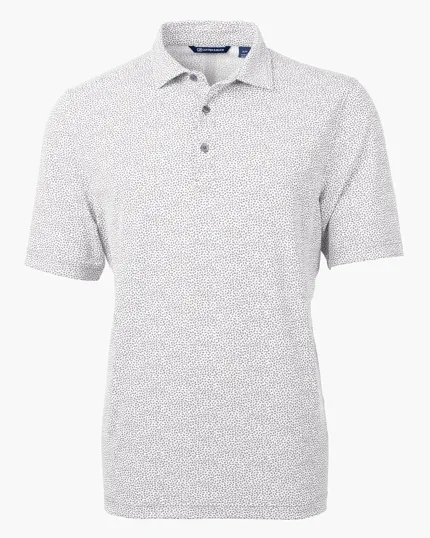 Virtue Recycled Botanical Print Featherlight Pique Men's Polo — view 14