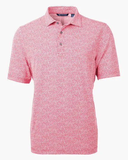 Virtue Recycled Botanical Print Featherlight Pique Men's Polo — view 15