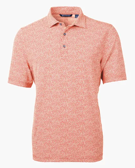 Virtue Recycled Botanical Print Featherlight Pique Men's Polo — view 16