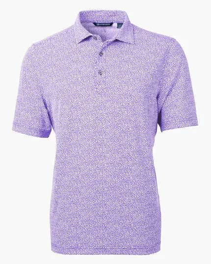Virtue Recycled Botanical Print Featherlight Pique Men's Polo — view 17