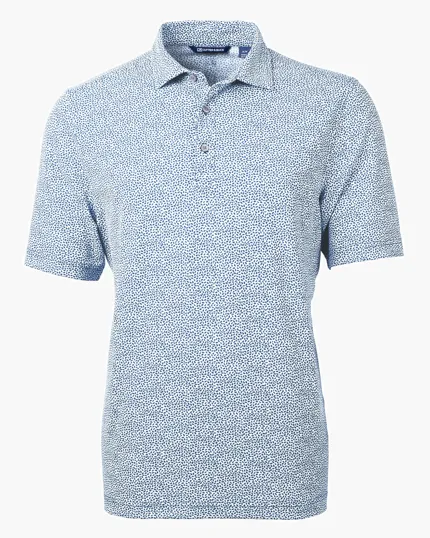 Virtue Recycled Botanical Print Featherlight Pique Men's Polo — view 18
