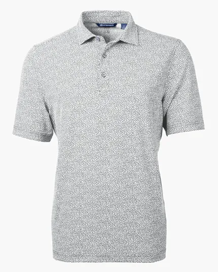 Virtue Recycled Botanical Print Featherlight Pique Men's Polo — view 29