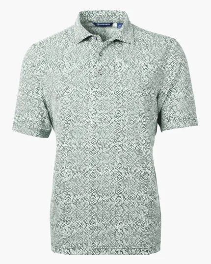 Virtue Recycled Botanical Print Featherlight Pique Men's Polo — view 30