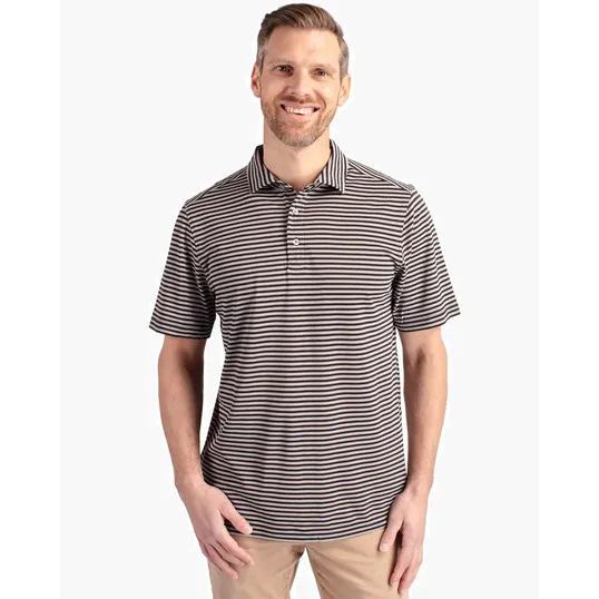 Virtue Recycled Stripe Featherlight Pique Men's Polo — view 2