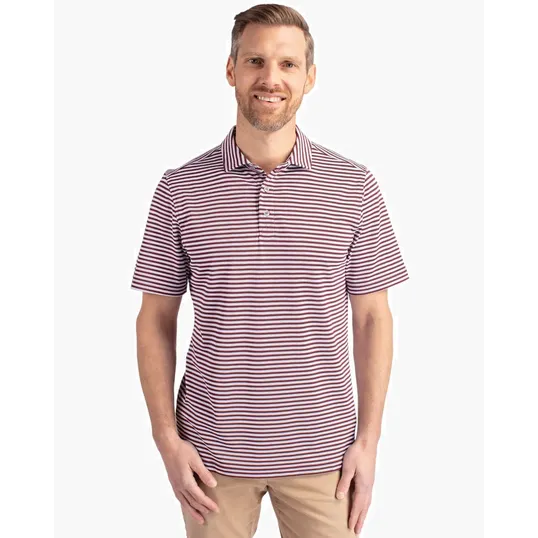 Virtue Recycled Stripe Featherlight Pique Men's Polo — view 3