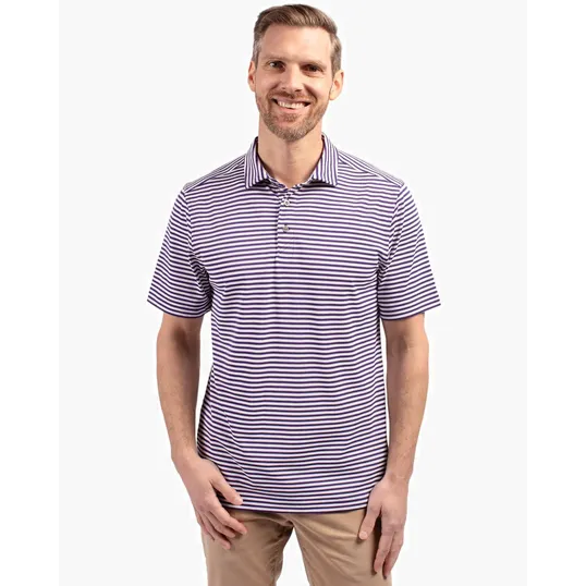 Virtue Recycled Stripe Featherlight Pique Men's Polo — view 5