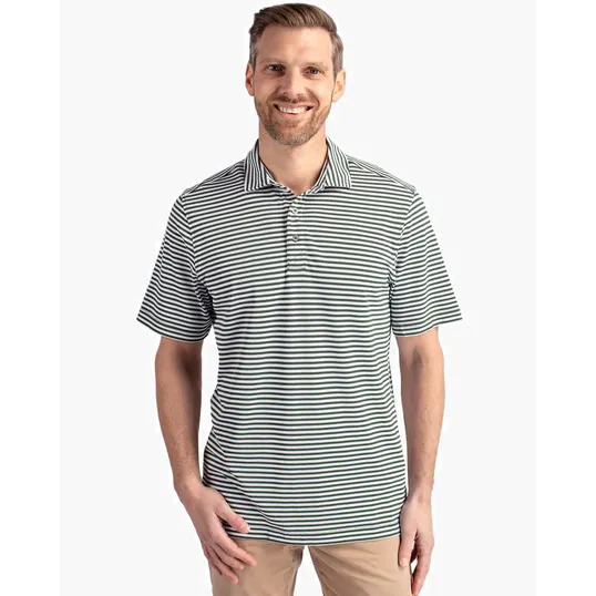 Virtue Recycled Stripe Featherlight Pique Men's Polo — view 7