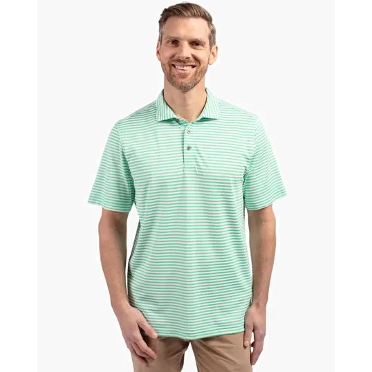 Virtue Recycled Stripe Featherlight Pique Men's Polo — view 9