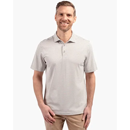 Virtue Recycled Stripe Featherlight Pique Men's Polo — view 11