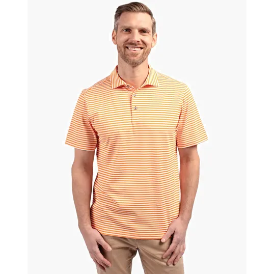 Virtue Recycled Stripe Featherlight Pique Men's Polo — view 12