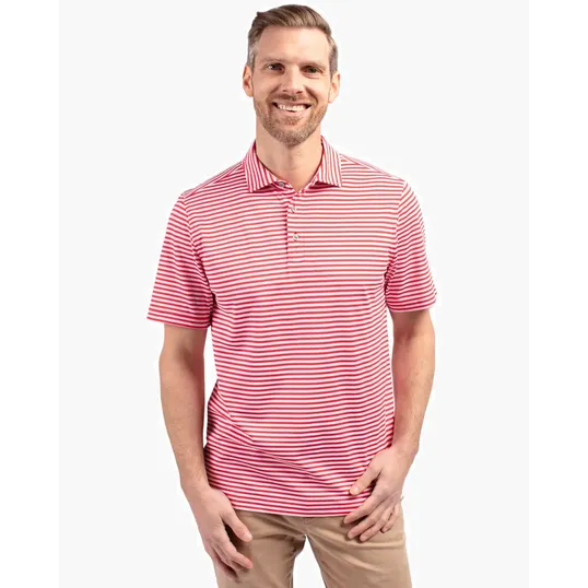 Virtue Recycled Stripe Featherlight Pique Men's Polo — view 13