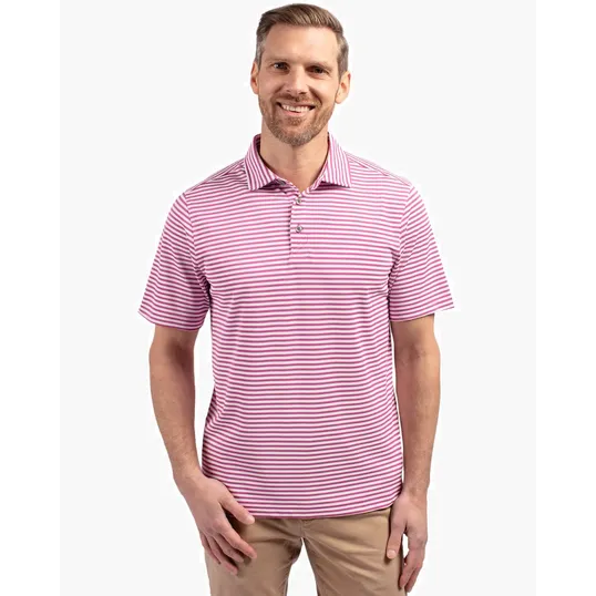 Virtue Recycled Stripe Featherlight Pique Men's Polo — view 17