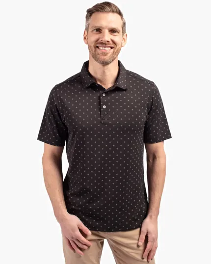 Virtue Recycled Tile Print Featherlight Pique Polo