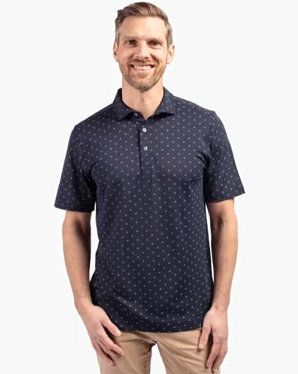 Virtue Recycled Tile Print Featherlight Pique Polo — view 3