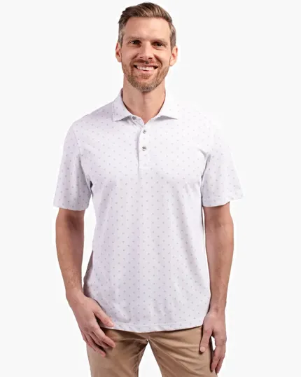 Virtue Recycled Tile Print Featherlight Pique Polo — view 4