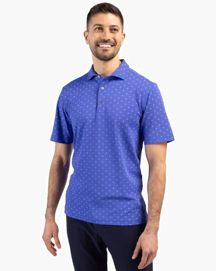 Virtue Recycled Tile Print Featherlight Pique Polo — view 16