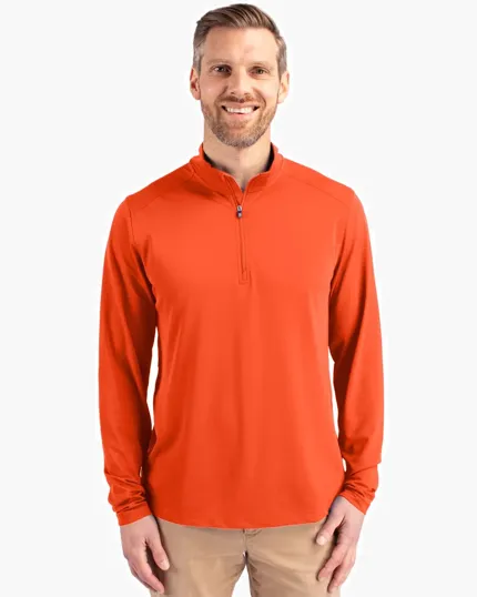 Virtue Recycled Featherlight Pique Quarter Zip Pullover — view 2