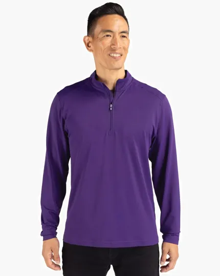 Virtue Recycled Featherlight Pique Quarter Zip Pullover — view 3