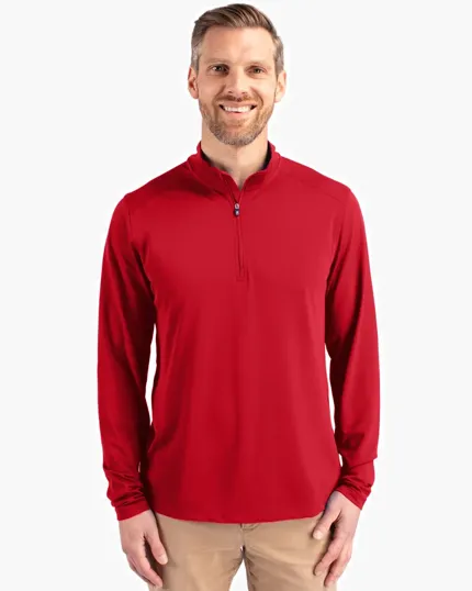 Virtue Recycled Featherlight Pique Quarter Zip Pullover — view 7