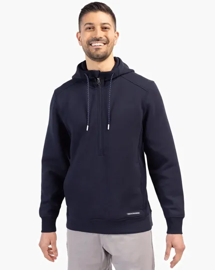 Roam Recycled Buttery-Soft Knit Half Zip Hooded Pullover — view 2