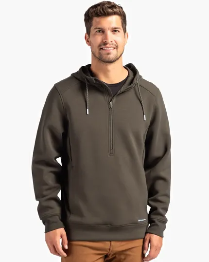 Roam Recycled Buttery-Soft Knit Half Zip Hooded Pullover — view 4